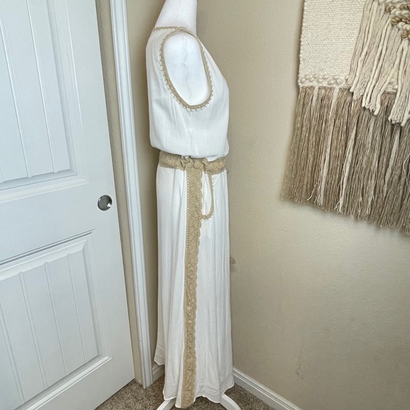 CHICO'S Crochet Detail Maxi Dress Grecian Travel Resortwear Light Flowy - Picture 4 of 6